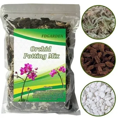 Orchid Bark Potting Mix 29Quart, Mix Pine Bark, Organic Perlite, Sphagnum Moss and Leca Clay Pebbles for Plants, Orchid Fertilizer Garden Soil for Root Development, Improve Drainage and Aeration