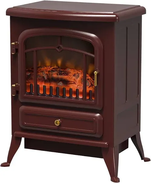 HOMCOM Electric Fireplace Heater, Fireplace Stove with Realistic LED Flames and Logs, and Overheating Protection