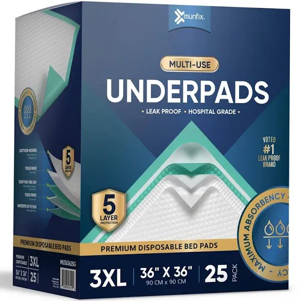 50 Pack Disposable Bed Pads 36 X 36 Inches Super Absorbent Extra Large Incont...