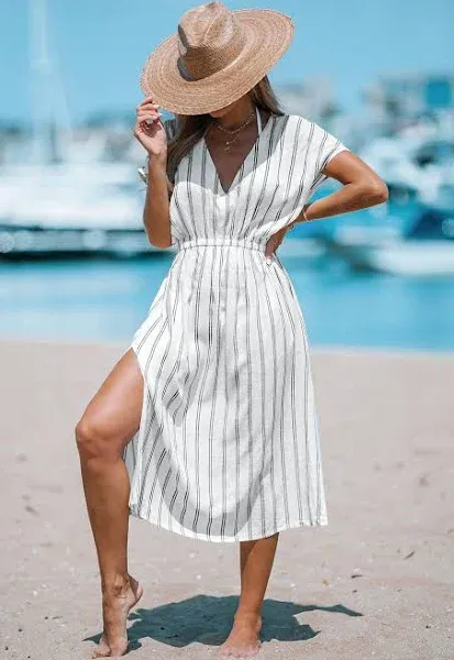 Women's Cupshe Striped Midi Cover-Up Dress