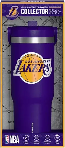 Hydrapeak x NBA Officially Licensed Los Angeles Lakers 32oz Nomad Stainless Steel Tumbler with Handle and Straw Lid, Leakproof Water Bottle in Limited Edition Collector's Gift Box