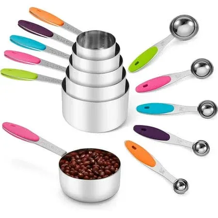 Joyhill 10 Piece Stainless Steel Measuring Cups and Spoons Set