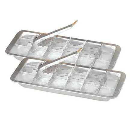 Vintage Kitchen Aluminum Metal Ice Cube Trays Set of 2 - 18 Cube with handle