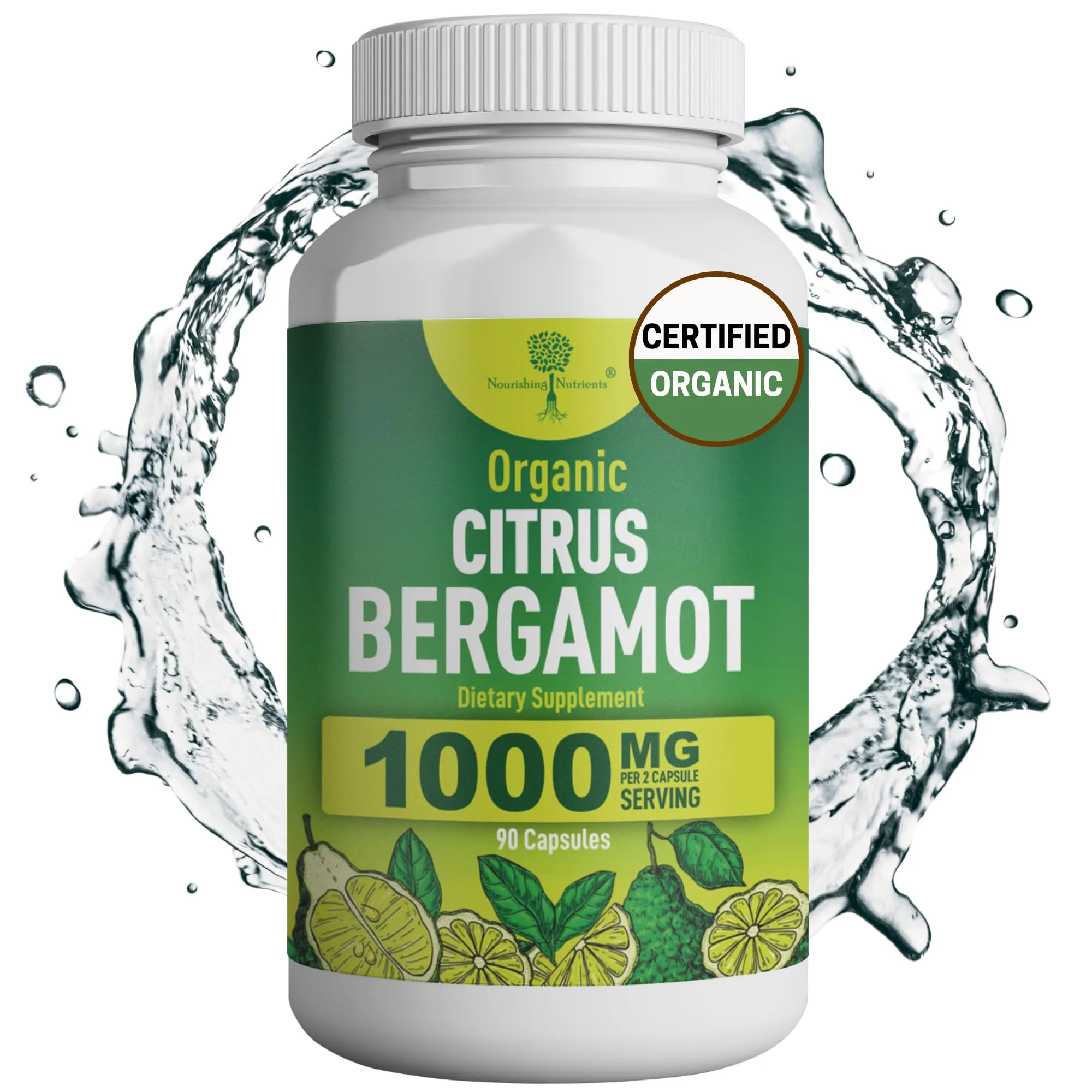 Organic Citrus Bergamot Supplement - Only USDA Organic, 50% Polyphenols - Cholesterol - Heart - Lipids- 3rd Party Tested - USA Made Supplement Vegan Capsules - Enhances Overall Wellness