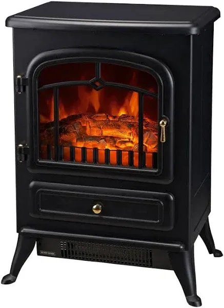 Homcom 22" Electric Fireplace Heater, Freestanding Fire Place Stove with Realistic LED Flames and Logs, and Overheating Protection