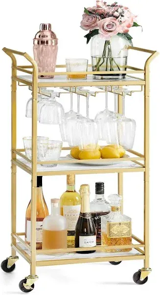 VASAGLE Bar Cart with 3-Tier Shelf