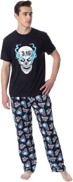 WWE Mens&#039; Wrestling Stone Cold Steve Austin 3:16 Sleep Pajama Set