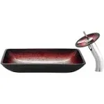 Swiss Madison Cascade Rectangular Glass Vessel Sink with Faucet, Ember Red - SM-VSF295