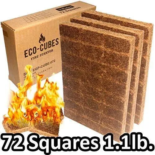 Eco Cubes Fire Starter Squares – Great Fire Starters for Wood Stove, Fireplace, Charcoal Grill – Quantity 168