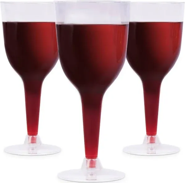 24 Stemmed Disposable Wine Glasses For Parties -10oz Clear Plastic Wine Glasses 