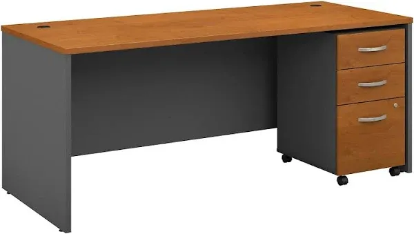 Series C 72W x 30D Office Desk with Drawers in Mahogany - Engineered Wood