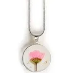 Mint & Lily Pressed September Birth Flower Necklace for Women - Hypoallergenic 925 Sterling Silver Necklace for Women w/ Aster Flowers Resin Pendant–