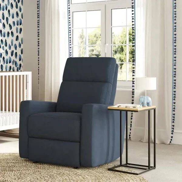 Nurture& The Glider Premium Power Recliner Nursery Glider Chair with Adjustable Head Support | Designed with a Thoughtful Combination of Function and Comfort | Built-in USB Charger (Navy)