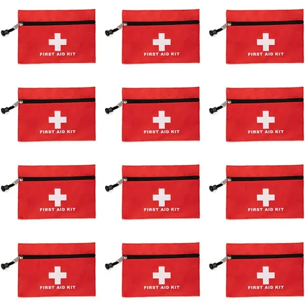 Red First Aid Bag Empty First Aid Kit Empty Waterproof First Aid Pouch Small Mini for First Aid Kits Pack Emergency Hiking Backpacking Camping Travel Car Cycling (Red, 7.9x5.5" 12 Pack)