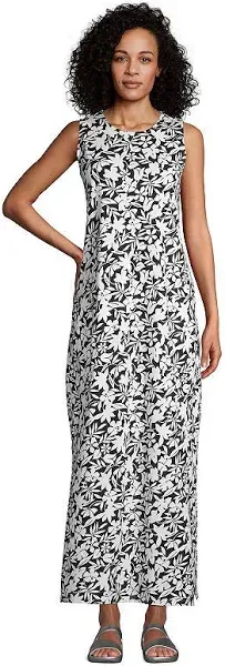 Lands' End Womens Cotton Jersey Sleeveless Cover-up Maxi Dress Deep Sea Navy Regular X-Small