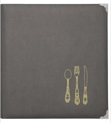 C.R. Gibson Gray Leatherette Lined Recipe Notebook, 11&#039;&#039; x 12&#039;&#039;