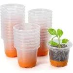 MIXC 30 Packs 4&#034; Reinforced Clear Nursery Plant Pots with Silicone Base for E...