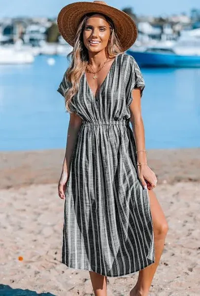 Cupshe Women's Striped Shoreline Cover-Up Dress