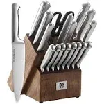 Master Maison 19-Piece Kitchen Knife Set with Wooden Block and Knife Sharpener - Stainless Steel Cutlery (Silver)