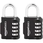 Amazon Basics 4-Digit Combination Lock, Black, 2-Pack