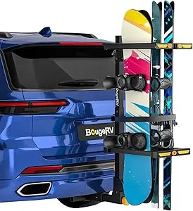 BougeRV Hitch Ski Snowboard Rack with Security Lock