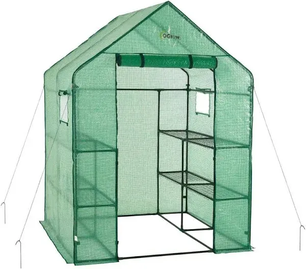 Ogrow Deluxe Walk-In 2-Tier 8-Shelf Portable Lawn and Garden Greenhouse