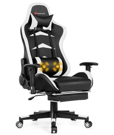 Costway Massage Gaming Chair with Footrest