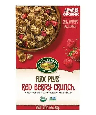 Nature's Path Organic Cereal, Flax Plus, Red Berry Crunch,10.6 oz, (pack of 3)