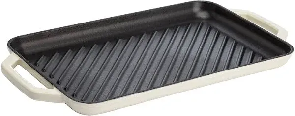 Enameled Cast Iron Grill Pan, Family Sized Rectangular Griddle, Durable Indoo...