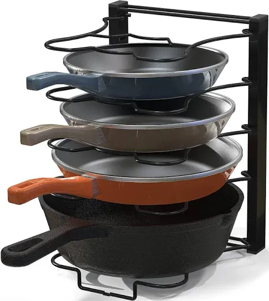 Iron 5 Compartments Height Adjustable Pan Organizer Black