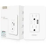 MoesGo Smart Power Wall Outlet with USB, WiFi Socket with 2 Plug outlets 15 Amp Divided Control, Smart Life/Tuya APP Remote Controller, ETL Certified, Work with Alexa and Google Home, No Hub Required