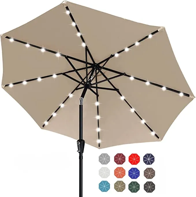 ABCCANOPY Outdoor Patio Solar Umbrella with 32LED Lights