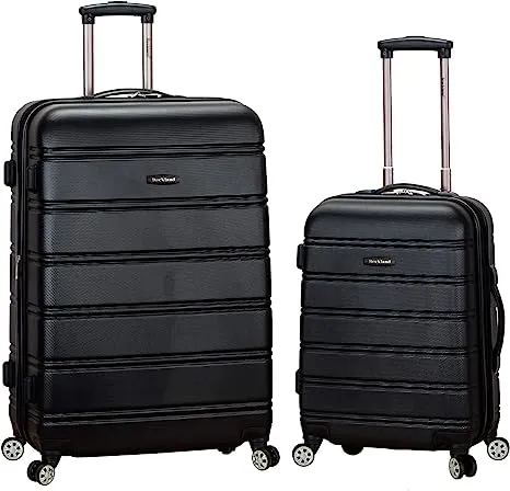 Rockland Melbourne Hardside Expandable Spinner Wheel Luggage, Black, 2-Piece Set (20/28)