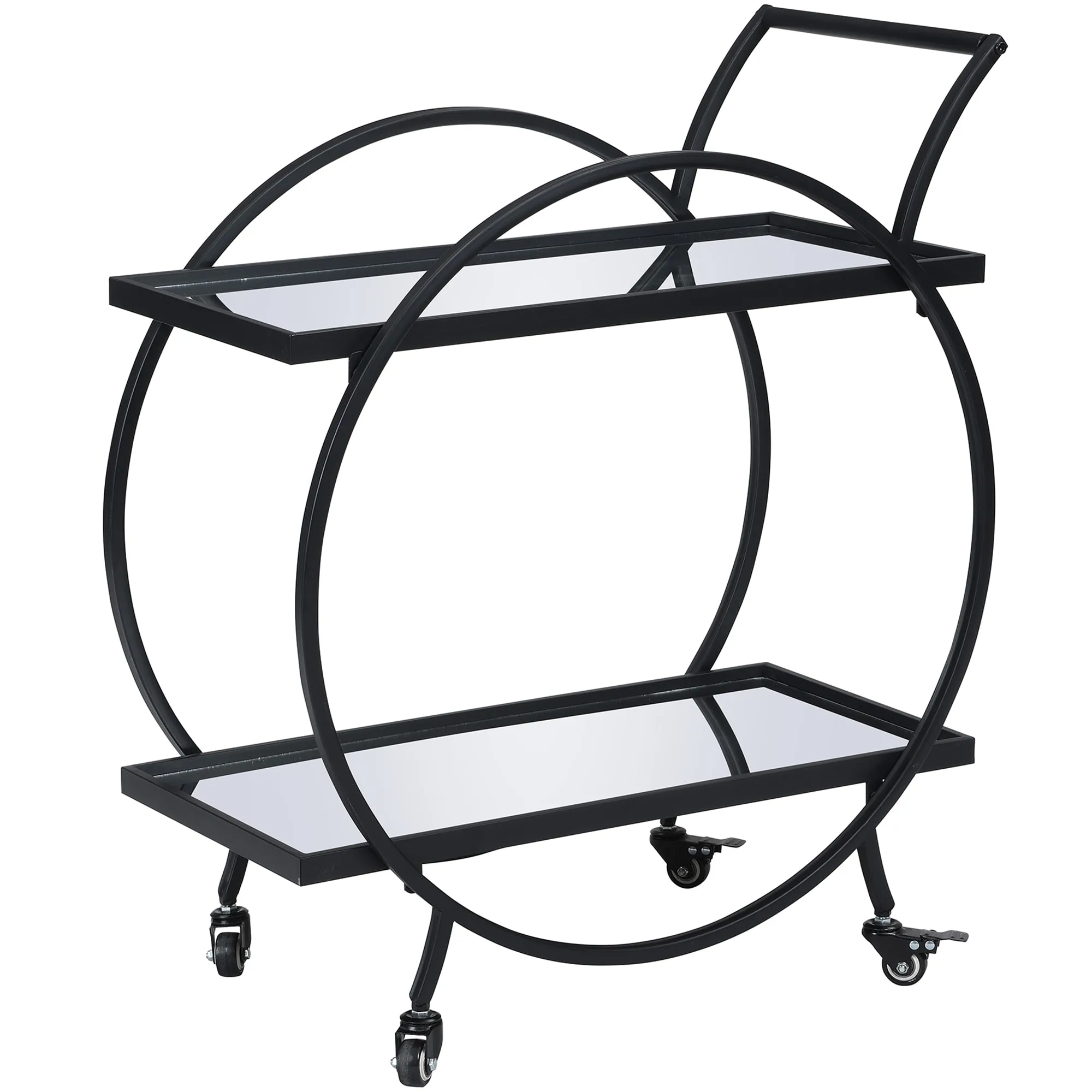 FirsTime & Co. Odessa Mirrored Bar Cart, Black