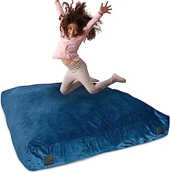 Milliard Crash Pad, Sensory Pad with Foam Blocks for Kids and Adults with Washable Cover (5 x 5ft) Blue