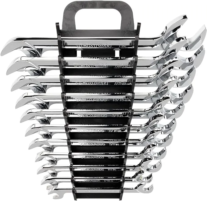 3/8 in. to 1 in. Angle Head Open End Wrench Set Keeper (11-Piece)