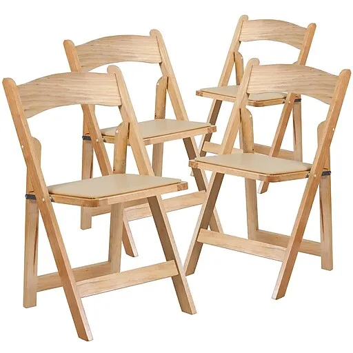 Flash Furniture 2 Pack HERCULES Series Fruitwood Wood Folding Chair with Vinyl Padded Seat