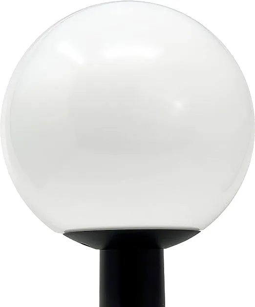 KastLite Lamp Post Globe Combo Lighting Fixture | 18" White Lens with Black Fitter Wing Clips For Mounting | Fits 3" Diameter Posts (Not Included) | Comes With 5000K LED Bulb