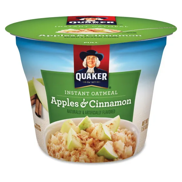 Quaker® Express Oatmeal Cups, Apples & Cinnamon, 1.5 Oz, Pack Of 24