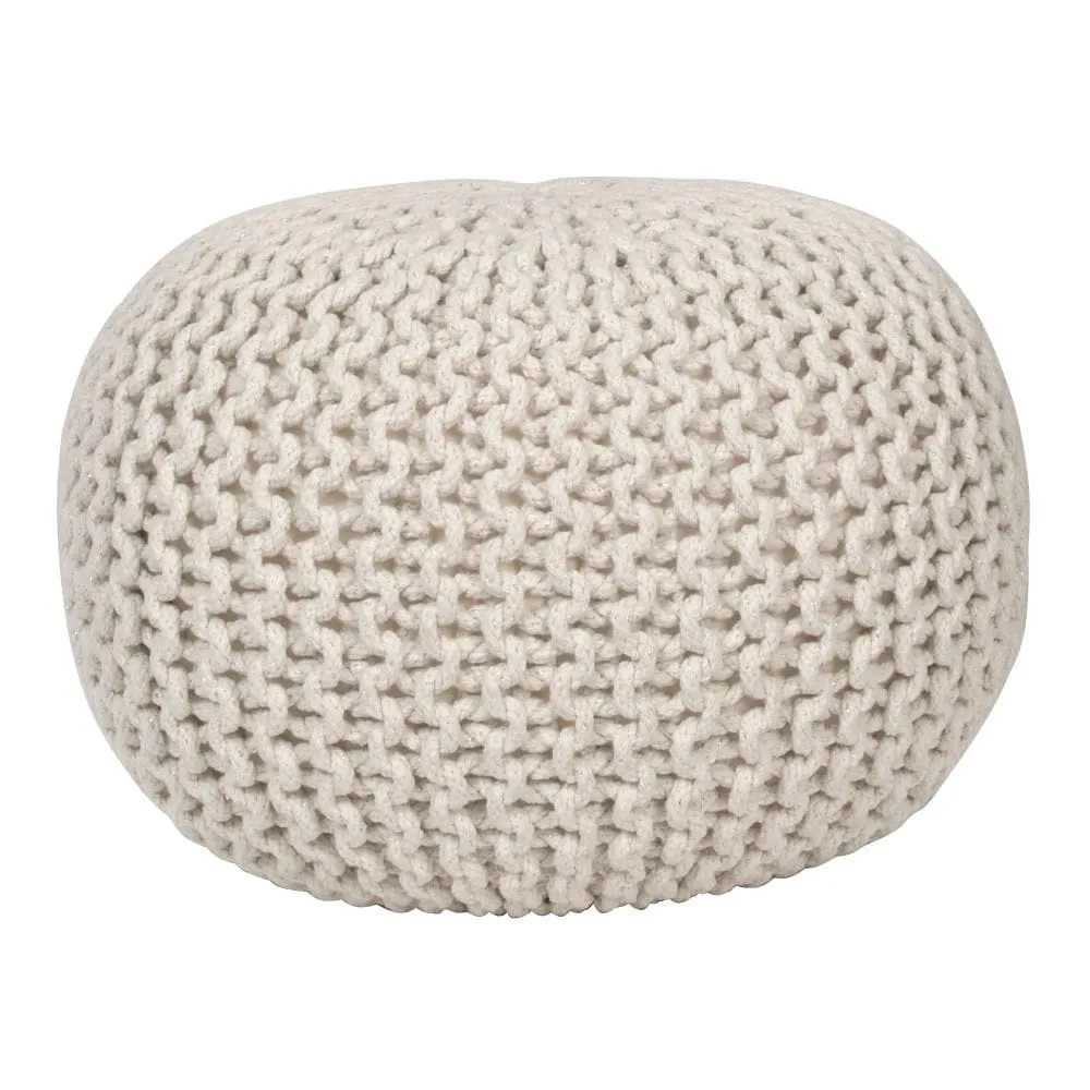 Decor Therapy Casual Off-White Pouf Ottoman