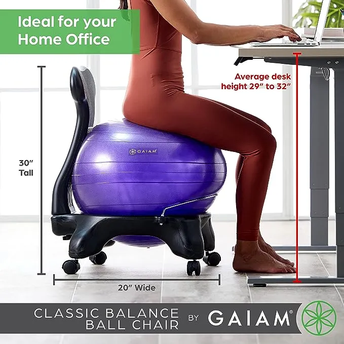 Gaiam Classic Balance Ball Chair Black