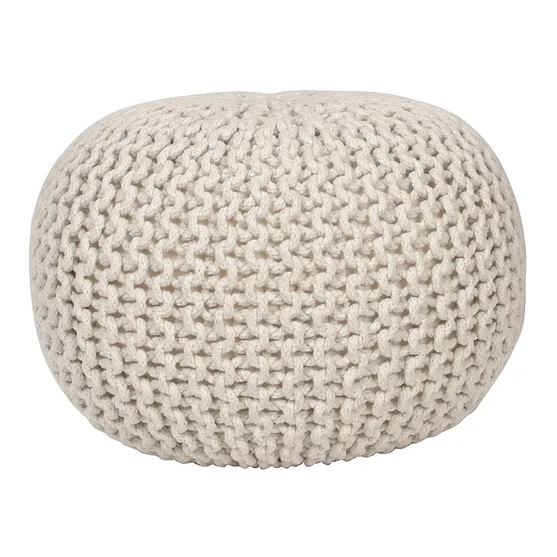 Decor Therapy® Cotton Lola Pouf Ottoman in Off White | Bed Bath & Beyond