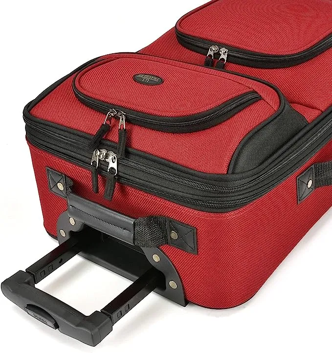 U.S. Traveler Rio Rugged Fabric Expandable Carry-On Luggage Set, Red, 2-Piece Set