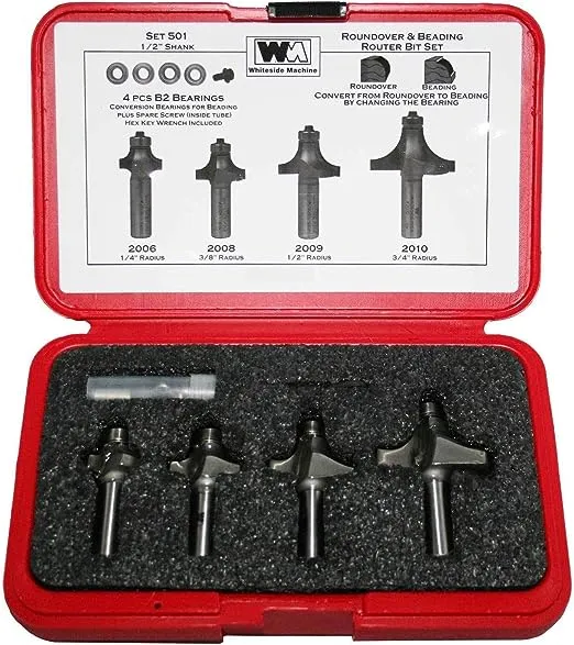 Whiteside 501 Roundover and Beading Router Bit Set 1/2" Shank