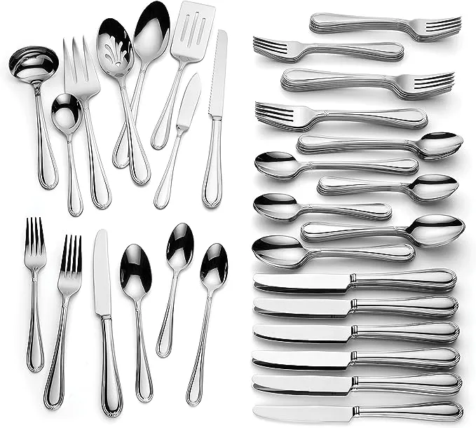 Lenox Amber Hill 65-Piece Flatware Set, 9.65 LB, Metallic