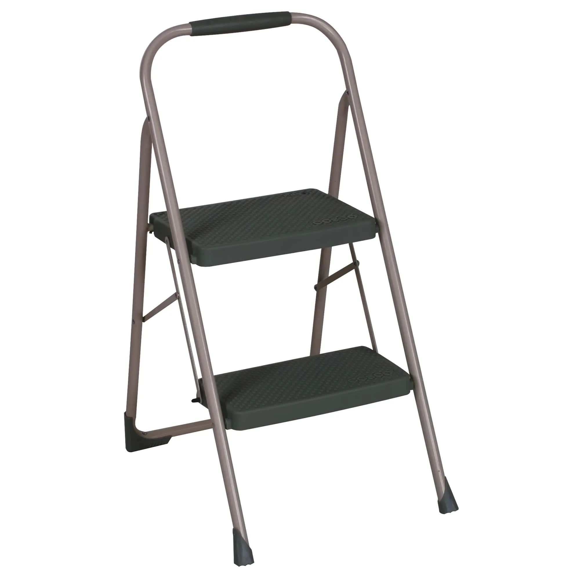 COSCO 11308PBL1E Two Three Big Folding Step Stool with Rubber Hand Grip, Gray