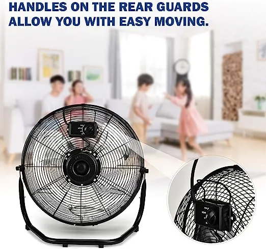 Simple Deluxe 12 inch 3-Speed High Velocity Heavy Duty Metal Industrial Floor Fans Quiet for Home, Commercial, Residential, and Greenhouse Use, Outdoo