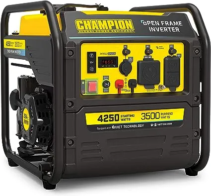 Champion Power Equipment 200954 4250-Watt RV Ready Open Frame Inverter Generator, Quiet Technology