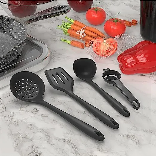 Silicone Cooking Utensils Set - 446°F Heat Resistant Kitchen Utensils,Turner Tongs,Spatula,Spoon,Brush,Whisk,Kitchen Utensil Gadgets Tools Set for Nonstick Cookware,Dishwasher Safe (BPA Free)