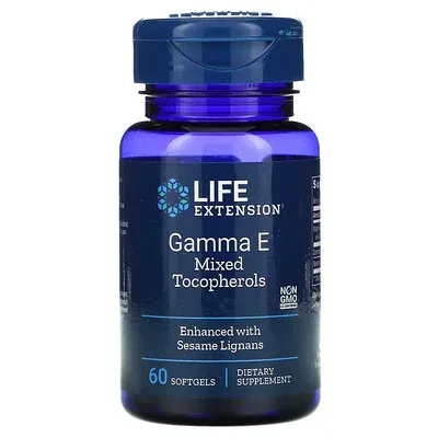 Life Extension Gamma E Mixed Tocopherols & Tocotrienols - Complete Spectrum of Vitamin E for Antioxidant Protection - Gluten-Free, Non-GMO - 60 Softgels